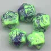 RPG Dice Set of 5 D20 - Toxic Green-Blue