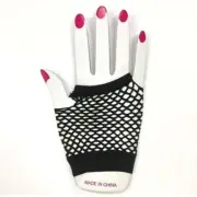 Black Short Fishnet Finger-less Gloves 1980's Neon Colour Party Accessories