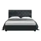 Double Size Bed Frame Gas Lift Hinged Base W/ Storage Tufted Headboard Charcoal