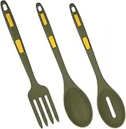 FONDOTIN Silicone Spoon Fork Set Cooking Utensils Ergonomic Handles Heat-Resistant for Nonstick Cookware Ideal for Pasta