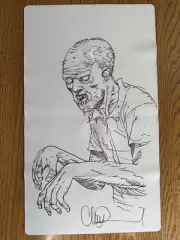 The Walking Dead Charlie Adlard Original Art Zombie Sketch Massive 14x22 Mat
