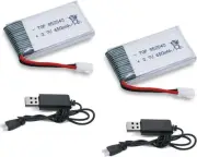 2x 3.7v Drone Battery 650mAh Rechargeable for SYMA X5C X5SW X5SC WLtoys V252 XT
