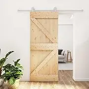 Sliding Door with Hardware Set 80x210 cm Solid Wood Pine Interior Door Kit