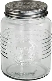 [Grant Howard] Mason Classics Glass Rreserve Jar - Metal Emboss Top, 28 Ounces, Food Storage Canning Container, Clear