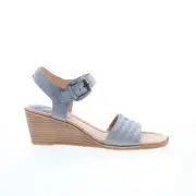 Sofft Garin SF0063718 Womens Blue Leather Wedges Sandals Shoes