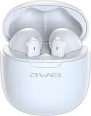 AWEI T68 Wireless Headphones, Bluetooth 5.3 13mm Speaker Drivers with Big Bass, Ear Buds with Noise Cancelling Mic, IPX6 Waterproof in Ear Earphones, 35H Playtime in-Ear Wireless Earbuds White