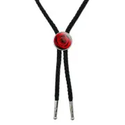 Red Rose Western Southwest Cowboy Necktie Bow Bolo Tie
