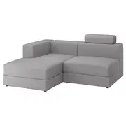 JÄTTEBO 2,5-seat mod sofa w chaise longue, left with headrest/Tonerud grey
