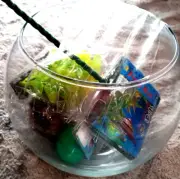 ALL NEW Pieces Libbey Glass Crisa Bubble Ball Bowl Clear 8" with Accessories