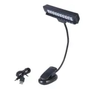 Portable 10LED Clip Light with USB & Power Supply for Reading Camping