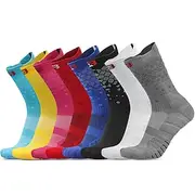 1 Pair Men's Running Socks Sports Socks Breathable Anti Blister Sweat-Wicking cushioned Outdoor mid crew Patchwork Cotton Black White Yellow for Running