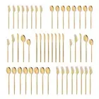 50-Piece Gold Flatware Silverware Cutlery Set for 10, Stainless Steel Utensil...