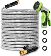 75FT Metal Hose 304 Stainless Steel Flexible Water Hose - No Kink & Tangl