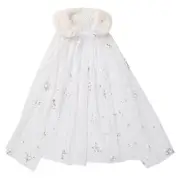 1pc Adorable Lightweight Gauze Cloak Snowflake Cape compatible Kids Girl Children white