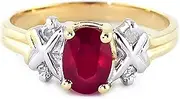 [Galaxy Gold GG] 1.47 Carat 14k Solid Gold Ring with Genuine Diamonds and Natural Oval-Shaped Ruby