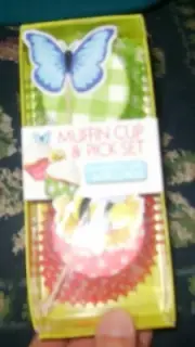 New Muffin Cup & Pick Set Cupcakes butterfly & flowers gingham spring