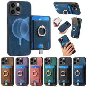 Magnetic Detachable Card Slot Ring Stand Case For iPhone 15 14 13 12 11 XR 8 7