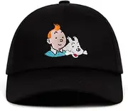 [MsLuLA] Anime Men Sports Baseball Cap Adventures of Tintins Hat Snapback Hat for Men Boys Girls Adjustble