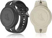 [2 Pack] Airtag Waterproof Bracelet, Butterfly Airtag Case with Watch Band Design, Silicone Full Cover Anti-Lost Air tag Hidden Wristband for Adult (Black+White)