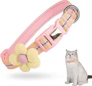 Velmoriah Small Dog Collar with Rose Flower, Puppy Collar with Reflective Strips, Girl Dog Collars for Small Dogs Puppies (Pink, S)