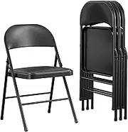 (Folding Chair) - Cosco Vinyl 4-Pack Folding Chair, Black