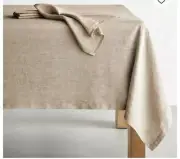 Williams Sonoma 70x 108 Italian Washed Linen Tablecloth Beautiful! Flax