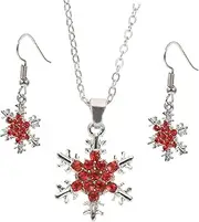 [Healeved] Christmas Snowflake Pendant Necklace Festive Jewelry Set Earrings for Women
