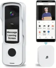 Video Doorbell Wireless Camera Doorbell with E Paper Message Leaving Screen & Ch