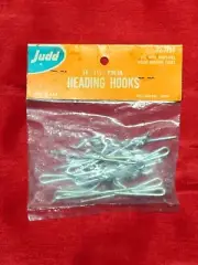 Vintage JUDD 22-7264, 1-1/2" PIN-IN HEADING HOOKS 1970s, USA Made, 14 Pack - NEW