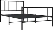 vidaXL King Single Size Metal Bed Frame - Powder-Coated Steel Construction with Headboard & Extra Storage Space - Black