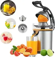 Electric Citrus Juicer Squeezer, 130W Professional Stainless Steel Juicer with Stainless Steel Filter, Removable Design/1s Juice Outlet/Simple Cleaning, for Oranges, Pomegranates, Watermelons