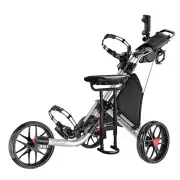 CaddyTek CaddyLite EZ-Fold Pro 3Wheel Golf Buggy/Push Cart Silver+Removable Seat