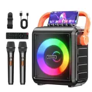 Karaoke Machine,8000mAh Portable Bluetooth Speaker with 2 Wireless Microphones