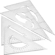 4pcs Triangle Ruler Set Scale Ruler Architect Drawing Measurement Tools Tools Triangle Math Measurement — Drafting Square Framing Square — Geometric Plastic