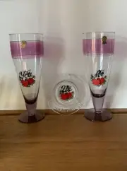 Valentine Glass Barware Set Bride Groom Wedding Vintage Bar Flutes Ashtray