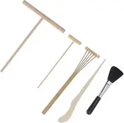 5Pc Japanese Style Mini Tooth Rake Set for Microlandschaft Garden Zen Garden Tool for Sand Smoothing and Design Creation Present for Garden Enthusiasts