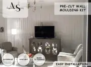 Pre-Cut Flat Molding Trim Hand Made Wall Panel DIY Accent Wall 3D Moulding Kit