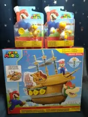 SUPER MARIO Deluxe Bowser's Airship Playset + Orange Yoshi and Red Koopa Troopa