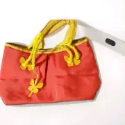 Escada Pleated Canvas Mini Tote with Faux Leather Butterfly Applique