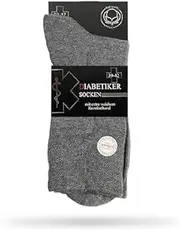 FEINSCHÖN 3 Pairs of Diabetic Socks for Men and Women without Rubber with Pique Waistband, Diabetic Socks with 97% Cotton, gray, 3-6.5 US
