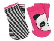 NWT GYMBOREE BABY BUDDIES PANDA STRIPED 2 PACK SOCKS SZ 3-6 MONTHS