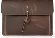 Londo Real Grain Leather MacBook Case with Front Pocket & Flap Closure (Cinnamon, 15-16 Inches)