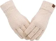 [ViGrace] Women's Winter Warm Chenille Gloves Touchscreen Thermal Soft Knit Gloves for Women Rose