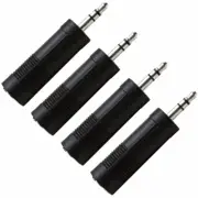 4 Pack of 1/4" Female to 1/8" Male Adapters (Black) for iPod, iPhone, Android