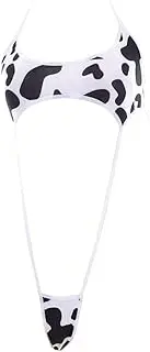 [Psdndeww] Women Anime Milk Cow Print Bodysuit Backless Jumpsuit Strappy Cosplay Lingerie