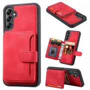 For Samsung Galaxy A14 5G RFID Blocking Phone Cover Kickstand Wallet Leather Coated TPU Case