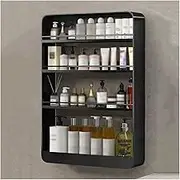 Shower Storage Rack Toilet Wall Mounted Shelf Washstand Four Story Cosmetic Storage Rack Wall Mounted Metal Shelf Without Punching Shower Caddy(Black)