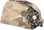 [WOSHJIUK] Working Hat 2 Pack Scrub Caps for Women,Portrait African Woman ethnicity,Tie Back Cap Adjustable Scrub Hat
