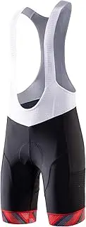 [MY KILOMETRE] Mens Cycling Bib Shorts with Big Side Pockets Padded Bib Shorts Cycling Bike Shorts