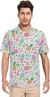[ZZXXB] Pineapple Geometry Men's Polo Shirts Short Sleeve Quick Dry Athletic Outdoor Sports Golf Shirts S-XXL